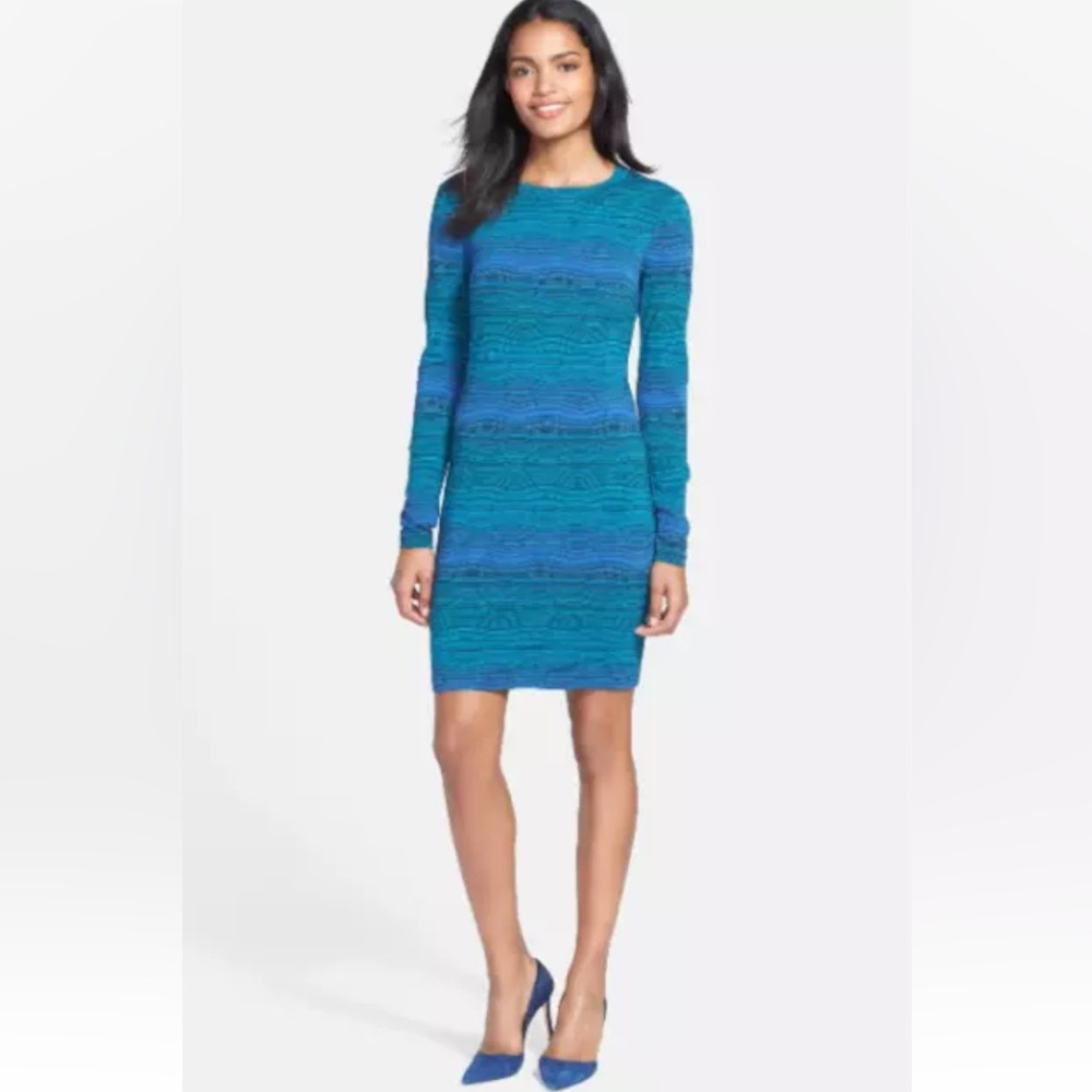 TRINA TURK Amira Sheath Knit Dress, Chevron Striped, Multi Colour